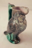 Vintage Majolica Owl Pitcher