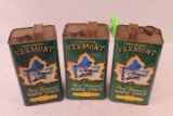 (3) Vintage 1 Gallon Vermont Maple Syrup Canisters