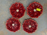 (4) William Sonoma Poinsettia Plates