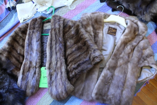 (2) Mink Shawls & (3) Wolf Neck Warmers