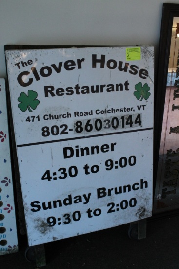 "Clover House" Rolling Tin Streetside Sign