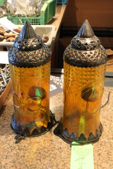 (2) Carnival Glass Style Candle Holders