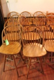 (12) Hardwood Swivel Bar Stools