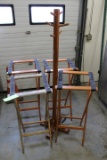 (4) Wood Tray Stands (1) Wood Coat Rack