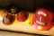 (8) Cast Iron & Ceramic Miniature Fire Helmets