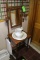 Pine Wash Stand w/ Mirror Back & Candle Holders