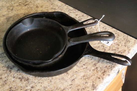 (3) Cast Iron Fry Pans