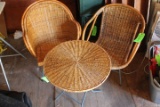 (2) Wicker Chairs & Small Table