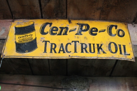 "Cen-Pe-Co TracTruk Oil" Painted Steel Sign