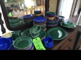Vintage Colored China Plates & Cups