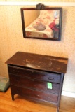 Antique 3-Drawer Dresser w/ Wall Mirror