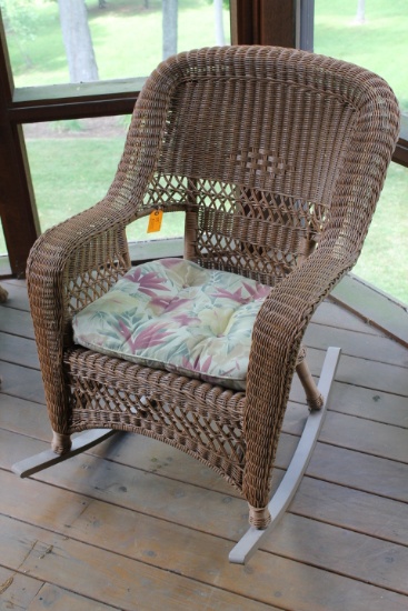 Synthetic Wicker Rocker with Cushion