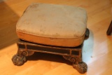 Continental Carved Wood Foot Stool with Pillow