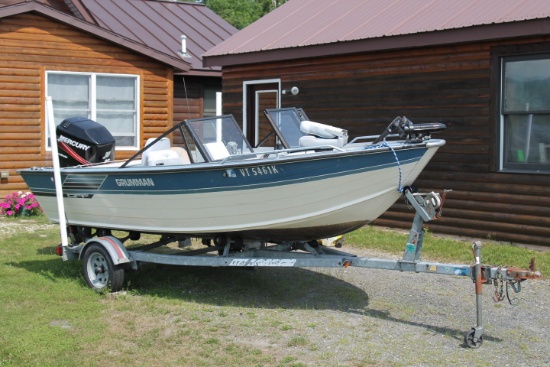 1990 Grumman 16' Aluminum Boat w/ Trailer & Mercury 90 hp Four Stroke Motor