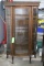 Antique Bow Front Oak China Cabinet