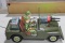 Vintage Battery Operated Painted Steel Military Jeep Toy