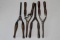 (4) Antique Wooden Handled Curling Irons