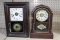 (2) Antique Mantle Clocks with wood cases and alarms