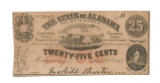 State of Alabama 25 Cent Fractional Currency, Jan. 1, 1863