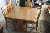 Expandable Kitchen Table with (4) Upholstered Chairs