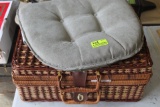 Wicker Picnic Basket and (1) Chair Cushion