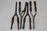 (4) Antique Wooden Handled Curling Irons