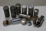 (8) Antique Covered Shaving Stick Containers