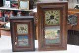 (2) Antique Ogee Weight Driven Mantle Clocks