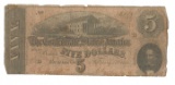 Confederate States $5.00 Currency, Richmond, February 17, 1864