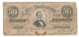 Confederate States $50.00 Currency, Richmond, February 17, 1864