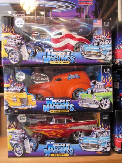 (3) Muscle Machines 1:18 Scale Die Cast Collectible Cars