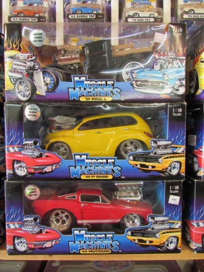 (3) Muscle Machines 1:18 Scale Die Cast Collectible Cars