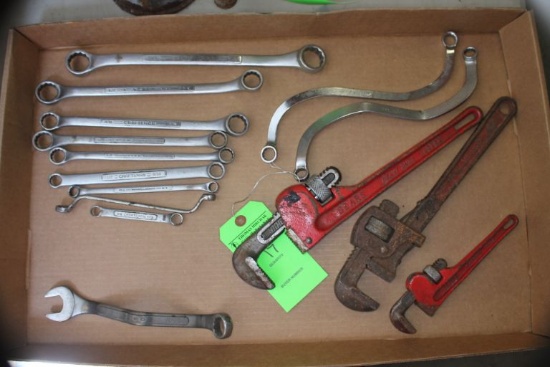 (12) Box-End Wrenches & (3) Pipe Wrenches