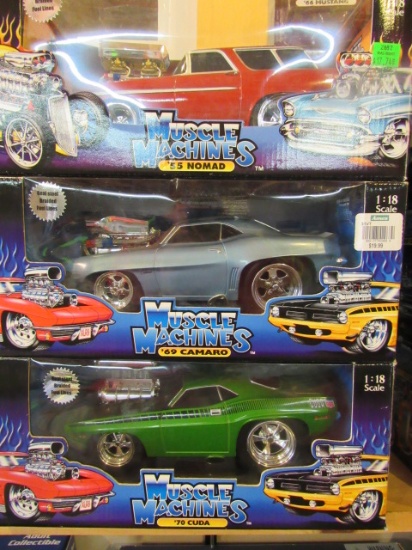 (3) Muscle Machines 1:18 Scale Die Cast Collectible Cars