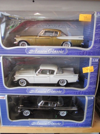 (3)  Anson Classic 1:18 Scale Die Cast Collectible Cars