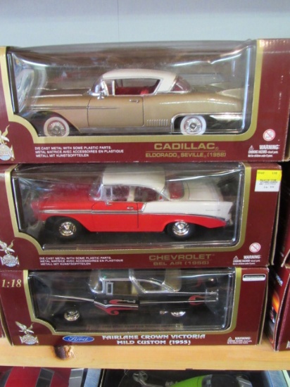 (3)  1:18 Scale Die Cast Collectible Cars