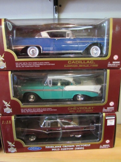 (3)  1:18 Scale Die Cast Collectible Cars