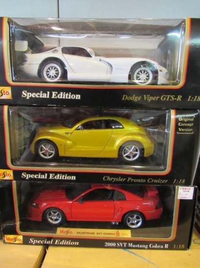 (3)  1:18 Scale Die Cast Collectible Cars