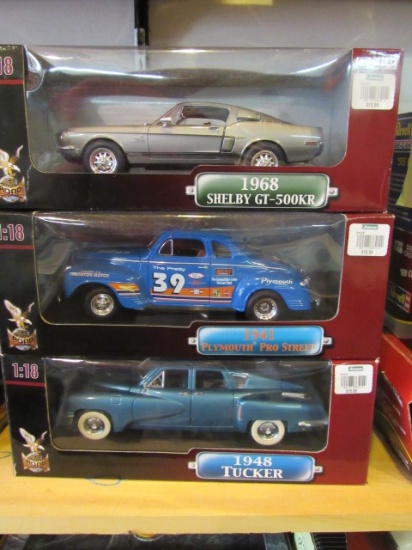 (3)  1:18 Scale Die Cast Collectible Cars