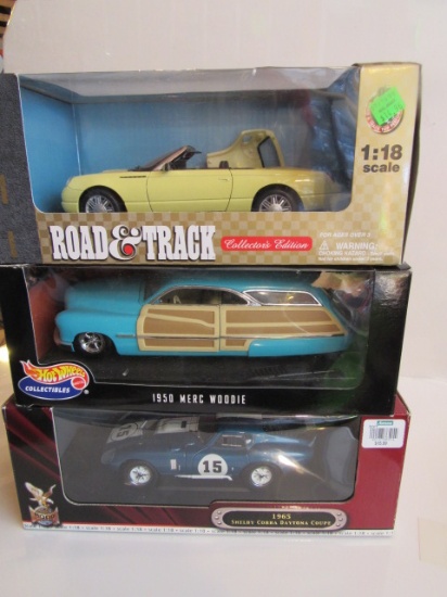 (3)  1:18 Scale Die Cast Collectible Cars