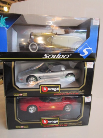 (3)  1:18 Scale Die Cast Collectible Cars