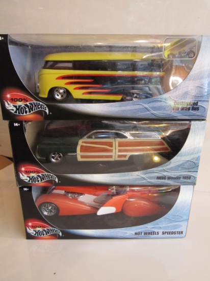 (3) Hot Wheels 1:18 Scale Die Cast Collectible Cars