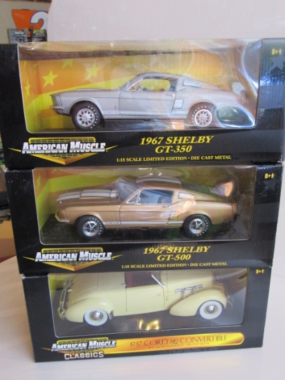 (3) American Muscle 1:18 Scale Die Cast Collectible Cars