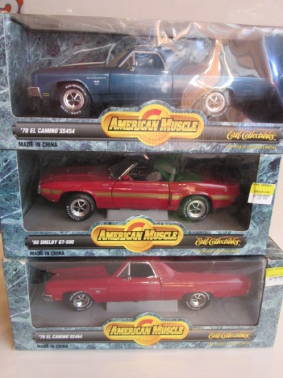 (3) American Muscle 1:18 Scale Die Cast Collectible Cars