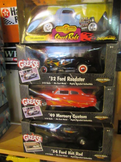 (4)  1:18 Scale Die Cast Collectible Cars