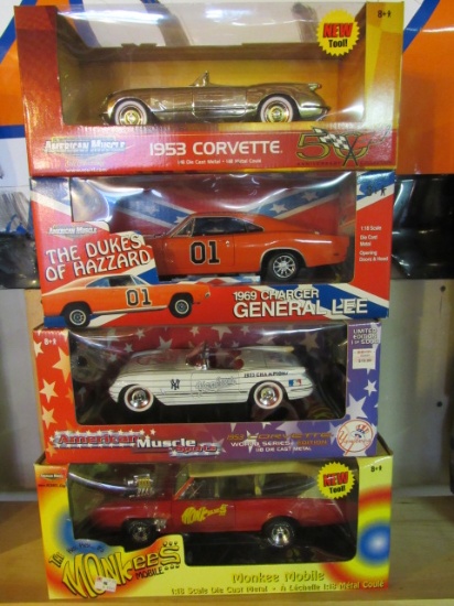 (4) American Muscle 1:18 Scale Die Cast Collectible Cars