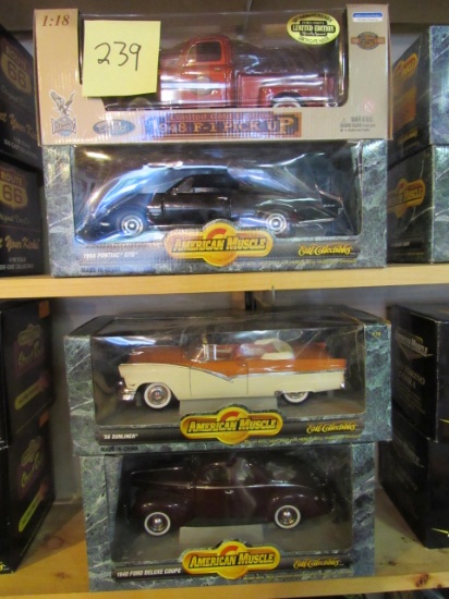 (4)  1:18 Scale Die Cast Collectible Cars