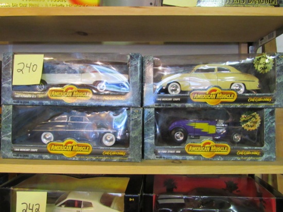(4) American Muscle 1:18 Scale Die Cast Collectible Cars