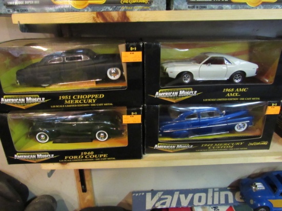 (4) American Muscle 1:18 Scale Die Cast Collectible Cars