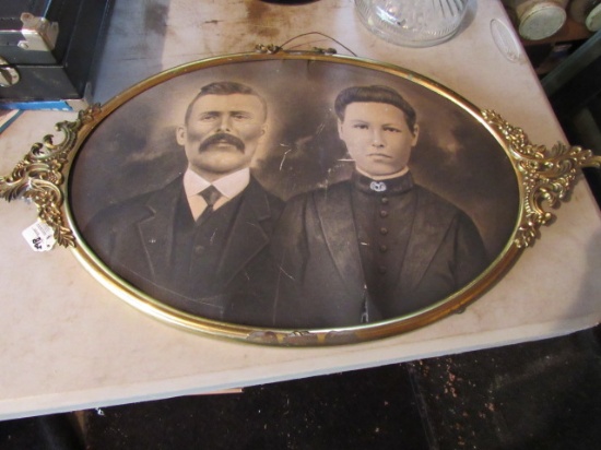Colored Print of Instant Ancestors in Tin Frame